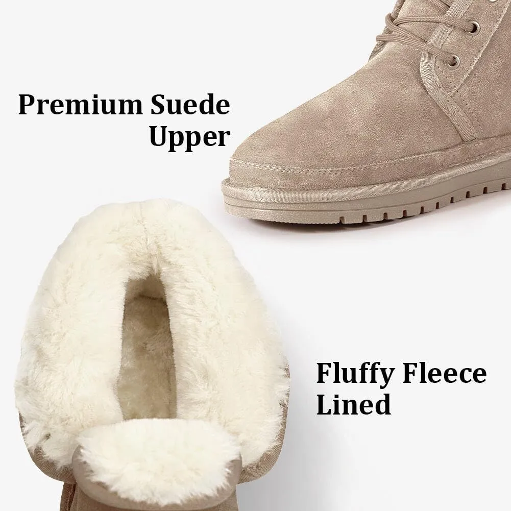 Boots for Women Mini Boots Ankle Winter Boots Suede Upper Cozy Fur Lined Winter Boots for Indoor & Outdoor Short Booties