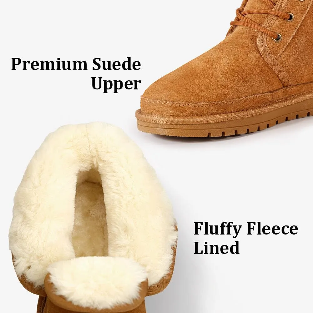 Boots for Women Mini Boots Ankle Winter Boots Suede Upper Cozy Fur Lined Winter Boots for Indoor & Outdoor Short Booties