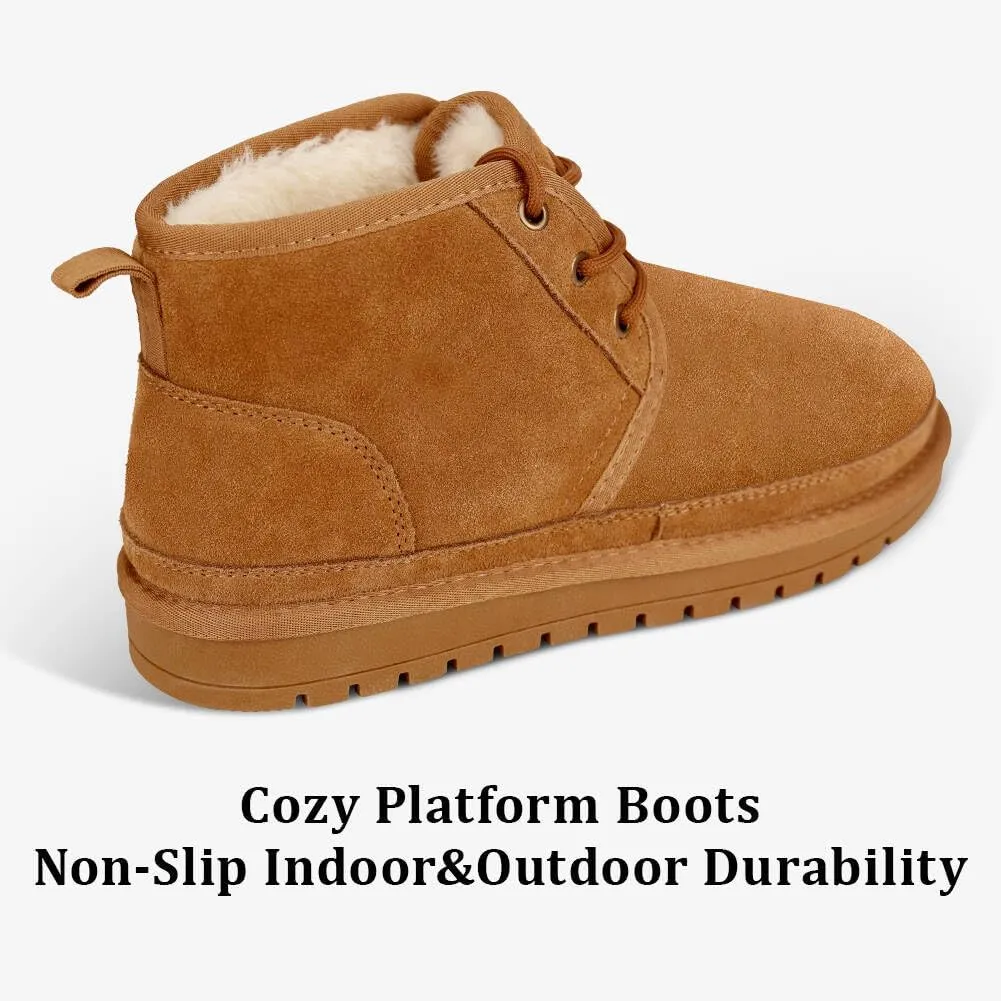 Boots for Women Mini Boots Ankle Winter Boots Suede Upper Cozy Fur Lined Winter Boots for Indoor & Outdoor Short Booties