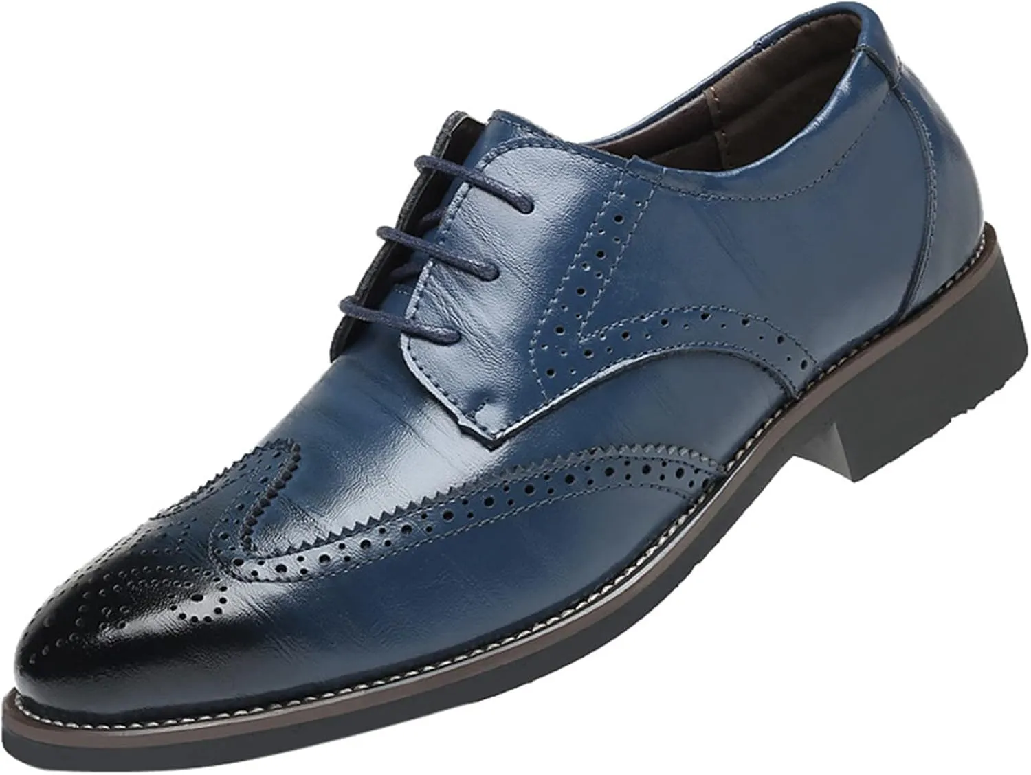 BORAMAX Mens Black Dress Shoes Spring Summer Lace-Up Formal Shoes PU Business Style Men's Fashion Dress Oxford Shoes Black