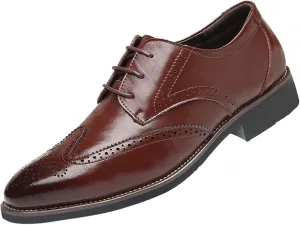 BORAMAX Mens Black Dress Shoes Spring Summer Lace-Up Formal Shoes PU Business Style Men's Fashion Dress Oxford Shoes Black