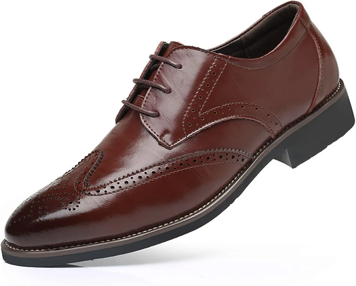 BORAMAX Mens Black Dress Shoes Spring Summer Lace-Up Formal Shoes PU Business Style Men's Fashion Dress Oxford Shoes Black