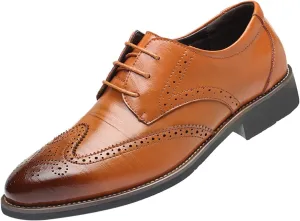 BORAMAX Mens Black Dress Shoes Spring Summer Lace-Up Formal Shoes PU Business Style Men's Fashion Dress Oxford Shoes Black