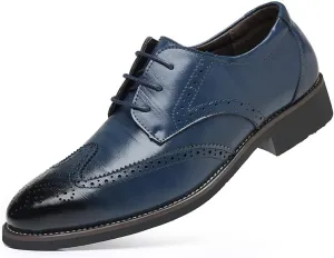 BORAMAX Mens Black Dress Shoes Spring Summer Lace-Up Formal Shoes PU Business Style Men's Fashion Dress Oxford Shoes Black