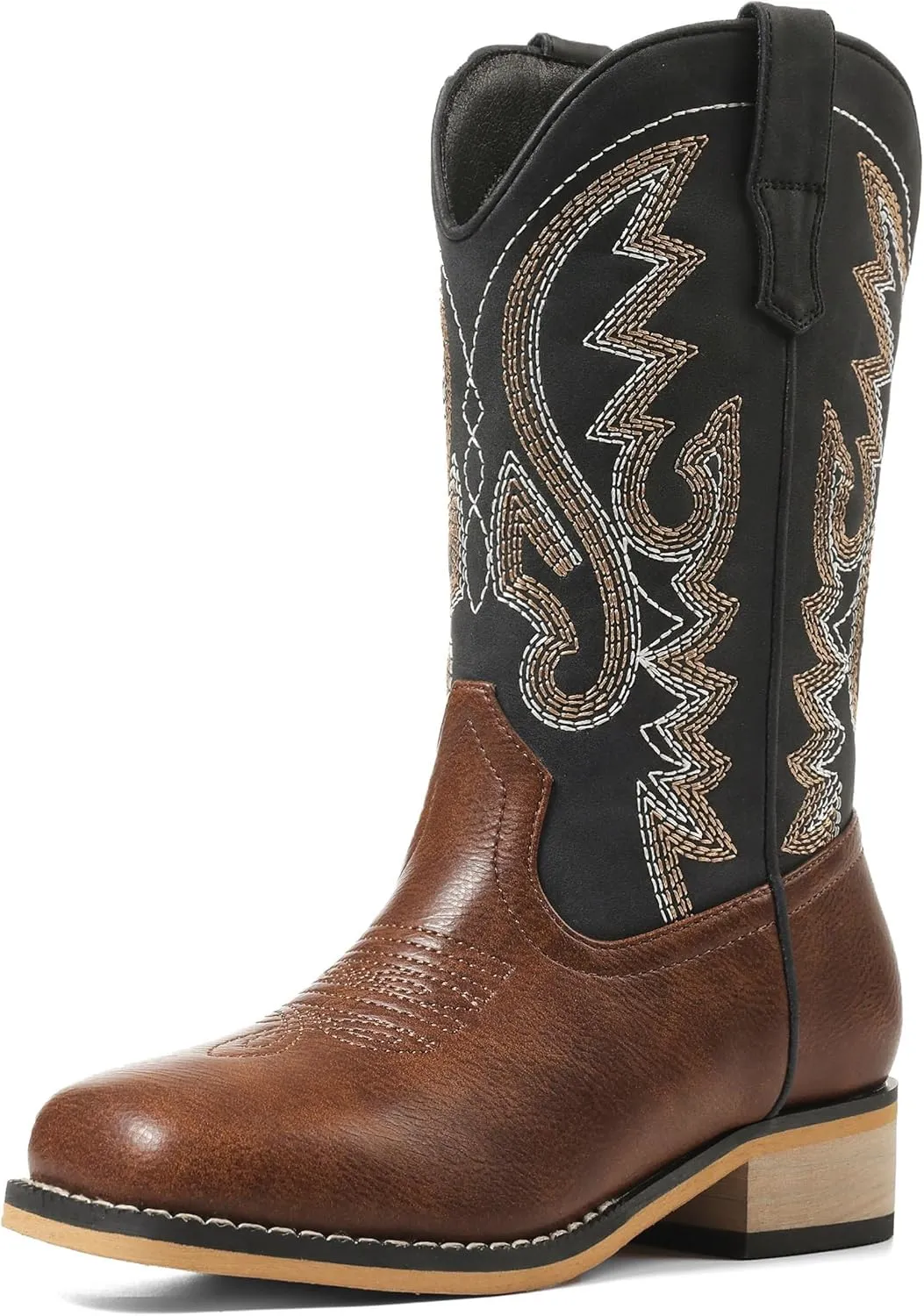 Boys Cowboy Boots Toddler Girls Cowgirl Boots Little Big Kid Western Glitter Square Toe Embroidered Riding Shoes Child Mid Calf Pull On Low Heel