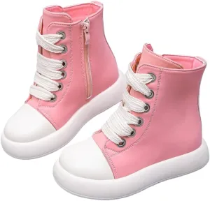 Boys Girls High Top PU Leather Sneakers Outdoor Casual Sports Shoes