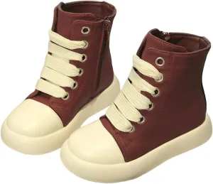 Boys Girls High Top PU Leather Sneakers Outdoor Casual Sports Shoes
