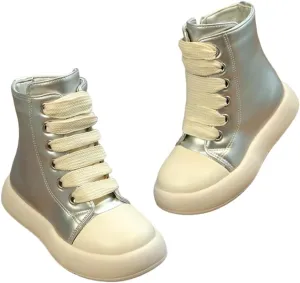 Boys Girls High Top PU Leather Sneakers Outdoor Casual Sports Shoes