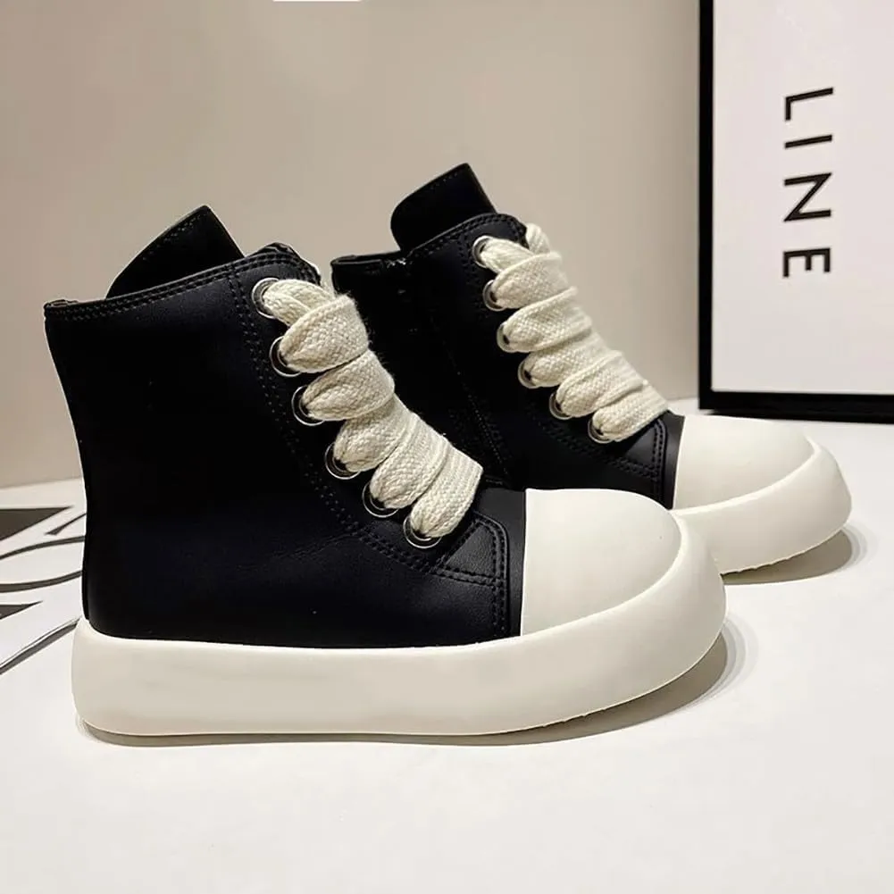 Boys Girls High Top PU Leather Sneakers Outdoor Casual Sports Shoes