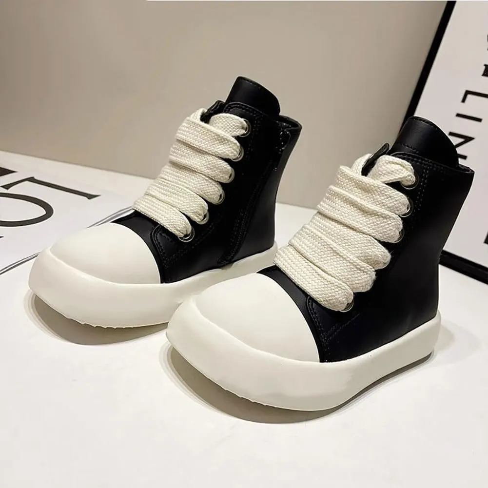 Boys Girls High Top PU Leather Sneakers Outdoor Casual Sports Shoes