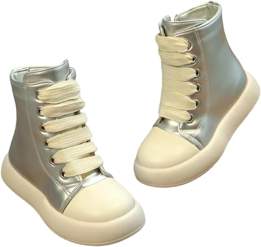 Boys Girls High Top PU Leather Sneakers Outdoor Casual Sports Shoes