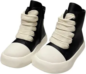 Boys Girls High Top PU Leather Sneakers Outdoor Casual Sports Shoes