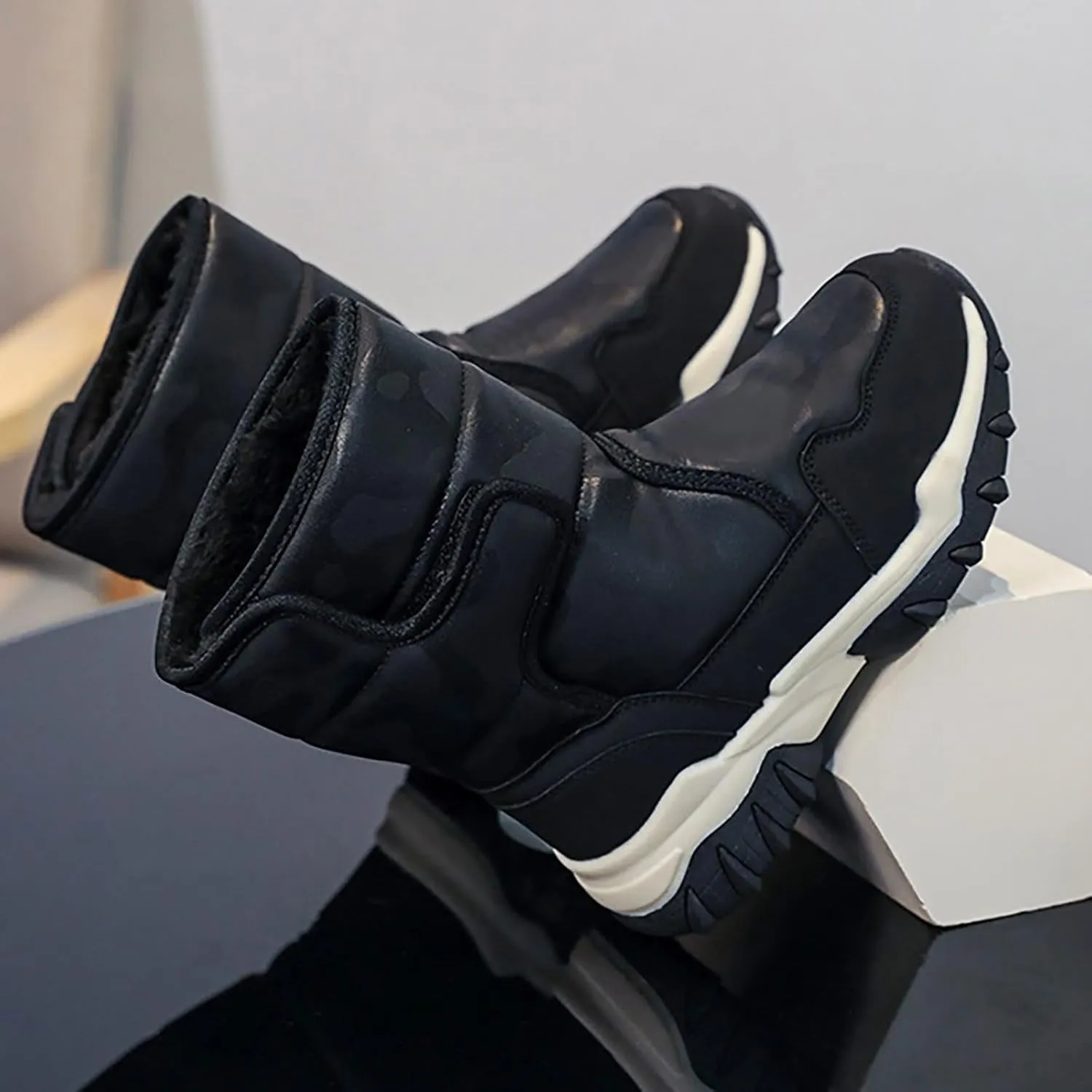 Boys Girls Snow Boots Toddler Water Proof Outdoor Sport Warm Cozy Anti-Slip Cute Ankle Winter Baby Rubber Boots Shoes