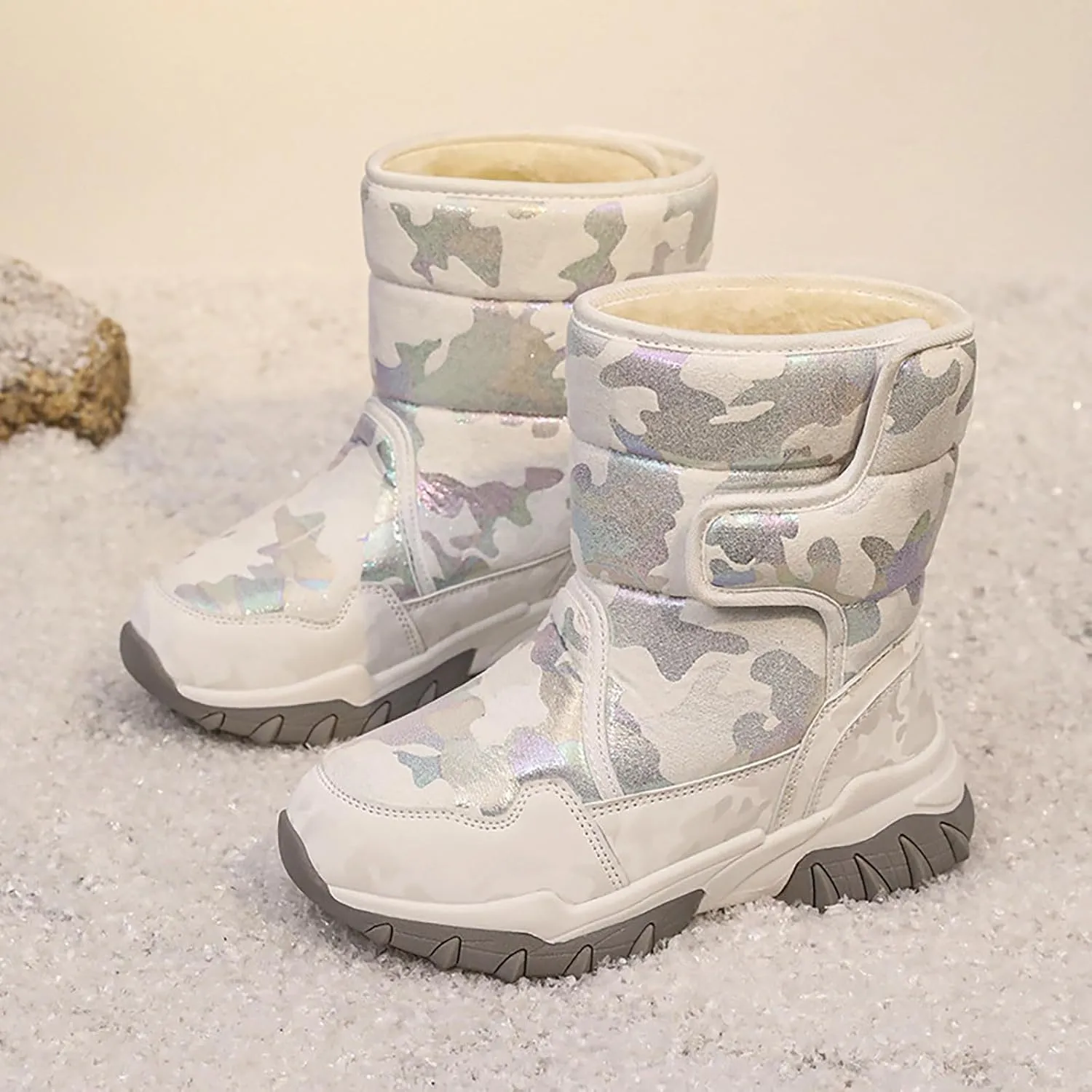 Boys Girls Snow Boots Toddler Water Proof Outdoor Sport Warm Cozy Anti-Slip Cute Ankle Winter Baby Rubber Boots Shoes