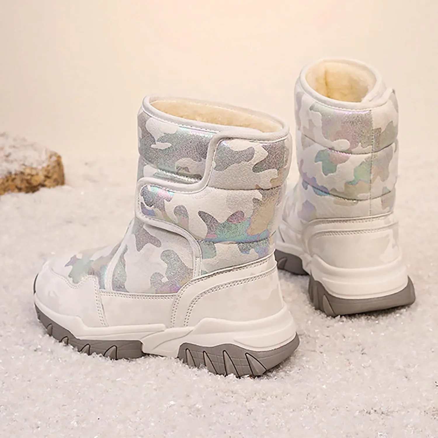 Boys Girls Snow Boots Toddler Water Proof Outdoor Sport Warm Cozy Anti-Slip Cute Ankle Winter Baby Rubber Boots Shoes