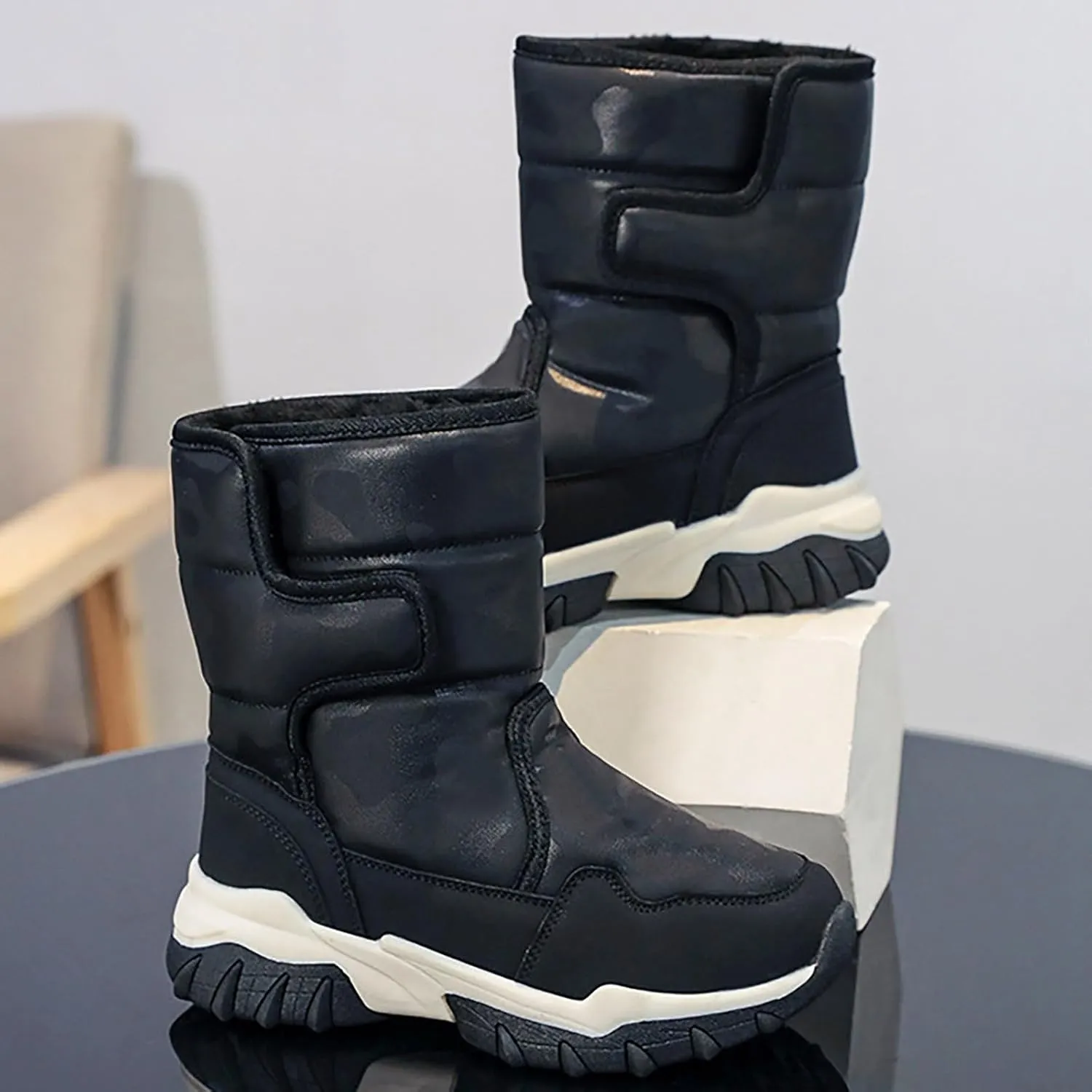 Boys Girls Snow Boots Toddler Water Proof Outdoor Sport Warm Cozy Anti-Slip Cute Ankle Winter Baby Rubber Boots Shoes