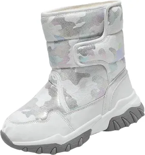 Boys Girls Snow Boots Toddler Water Proof Outdoor Sport Warm Cozy Anti-Slip Cute Ankle Winter Baby Rubber Boots Shoes