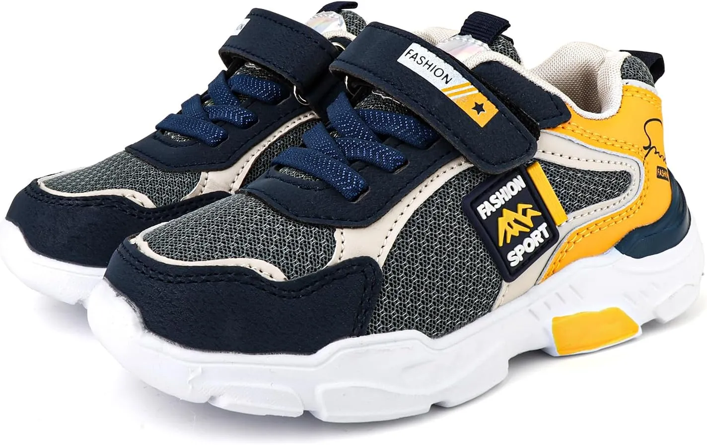 Boy's Mesh Breathable Running Shoes, Lightweight, Hook & Loop,Comfy Anti-Skid Breathable Sneakers for Kids Outdoor Activities