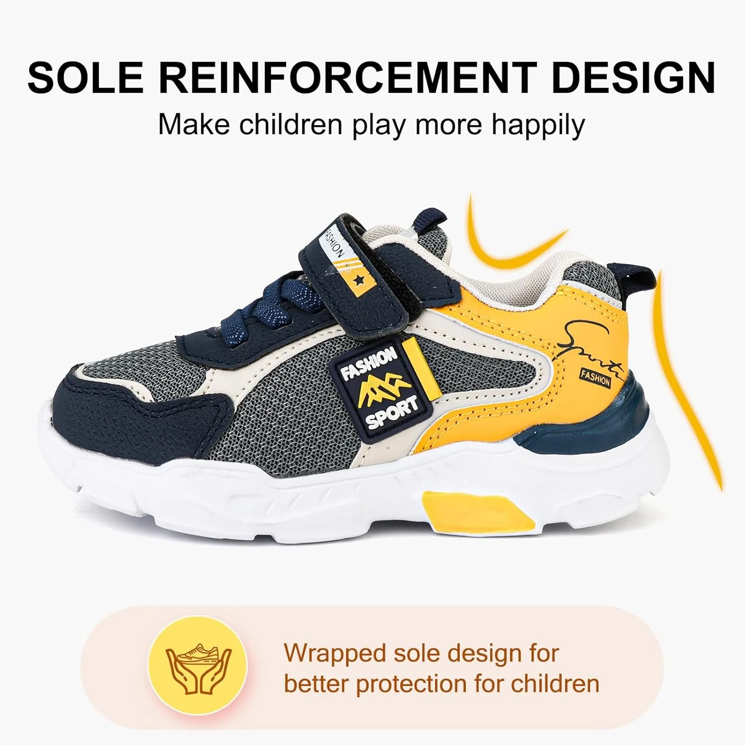 Boy's Mesh Breathable Running Shoes, Lightweight, Hook & Loop,Comfy Anti-Skid Breathable Sneakers for Kids Outdoor Activities