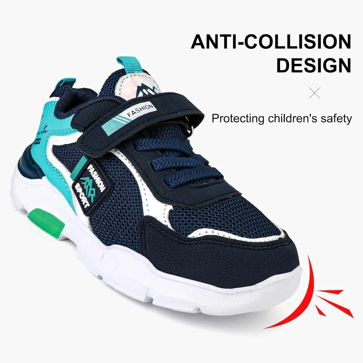 Boy's Mesh Breathable Running Shoes, Lightweight, Hook & Loop,Comfy Anti-Skid Breathable Sneakers for Kids Outdoor Activities