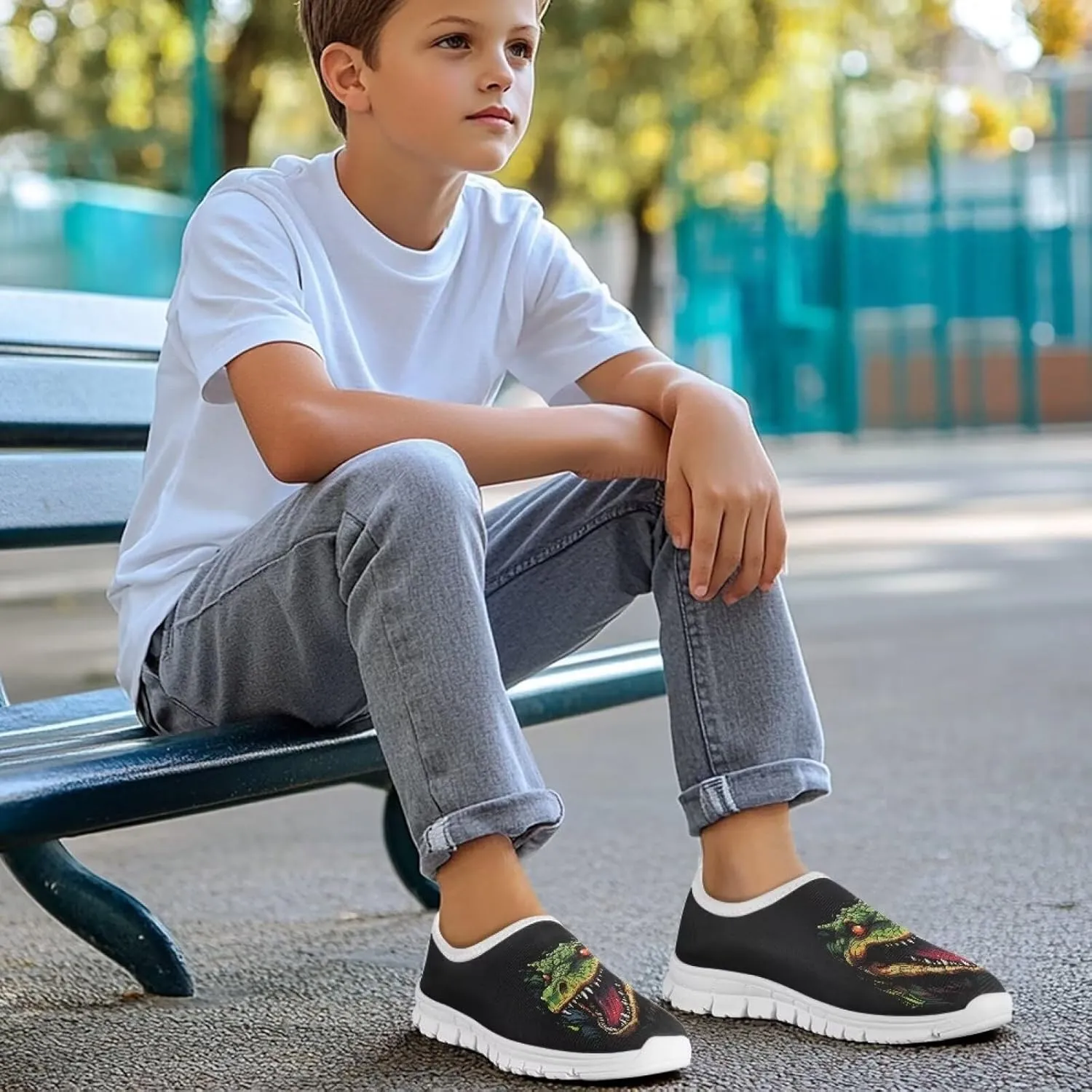 Boys Running School Shoes Funny Print Kids Casual Sneakers for Travel