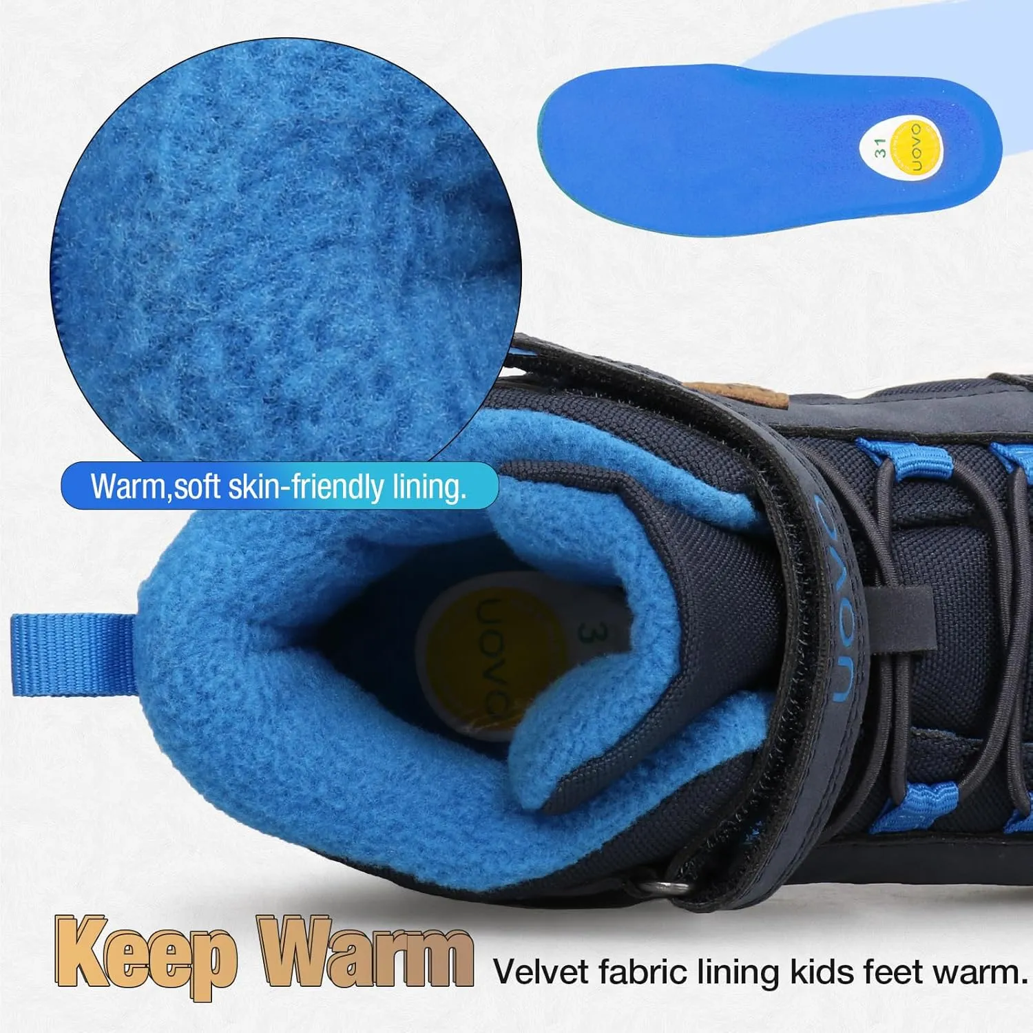 Boys Snow Fashion Boots Winter Waterproof Slip Resistant Fur Lined Outdoor Ankle Walking Sports Shoes (Toddler/Little Kid/Big Kid)