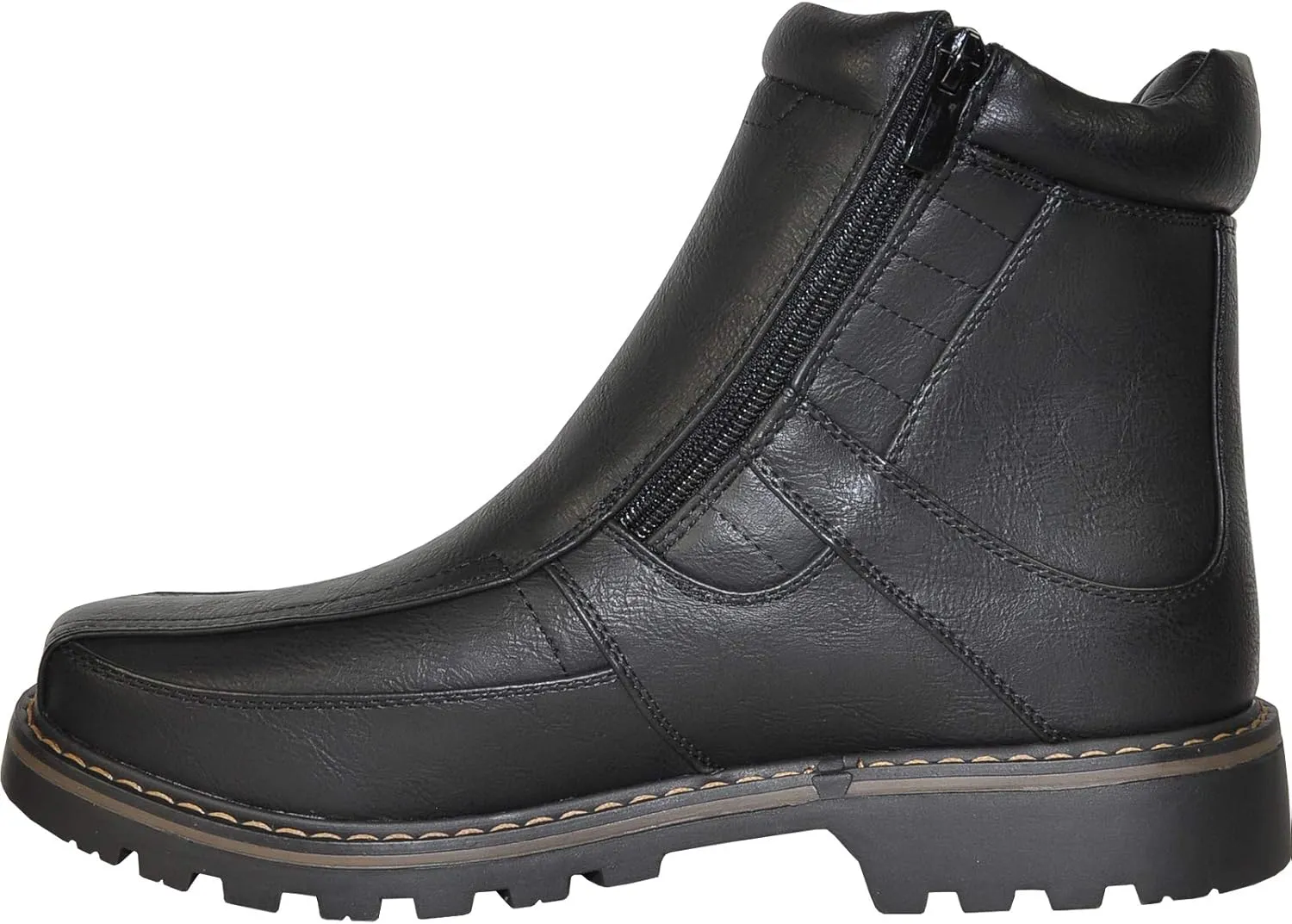bravo! Men Waterproof Winter Boot DEAN with Fur Lining and Double Zipper Black and Brown Size 7 to 13