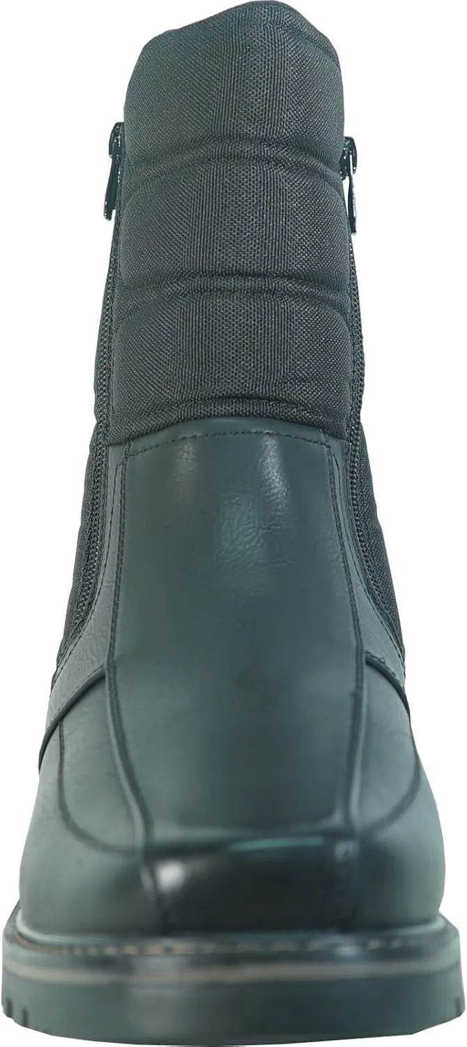 bravo! Men Waterproof Winter Boot DEAN with Fur Lining and Double Zipper Black and Brown Size 7 to 13
