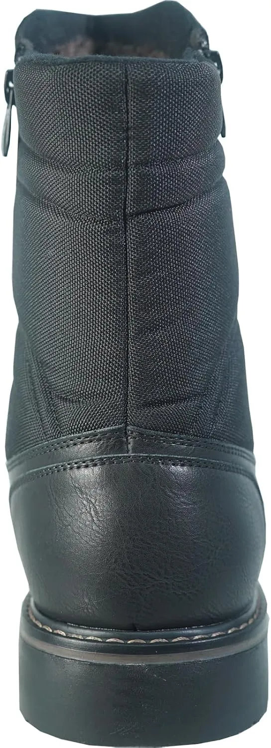 bravo! Men Waterproof Winter Boot DEAN with Fur Lining and Double Zipper Black and Brown Size 7 to 13