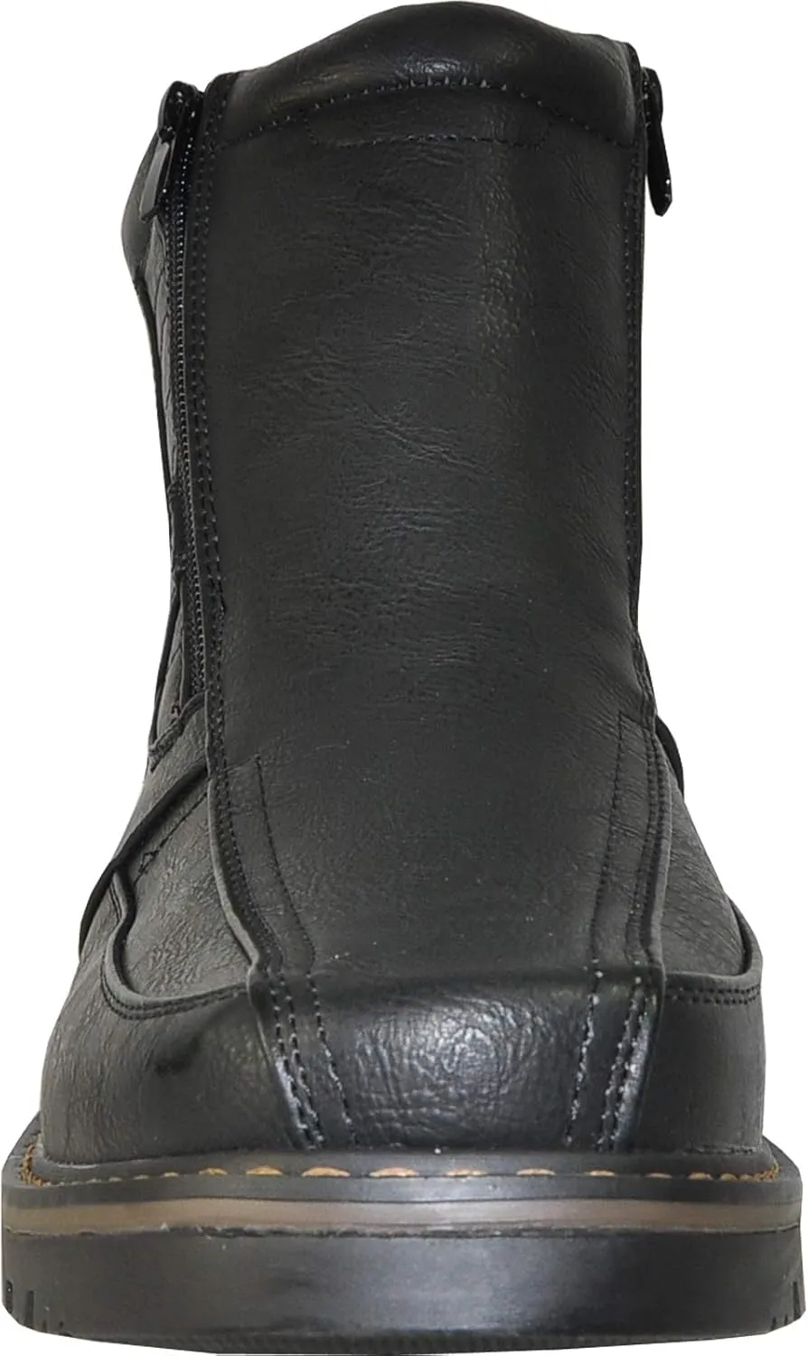 bravo! Men Waterproof Winter Boot DEAN with Fur Lining and Double Zipper Black and Brown Size 7 to 13