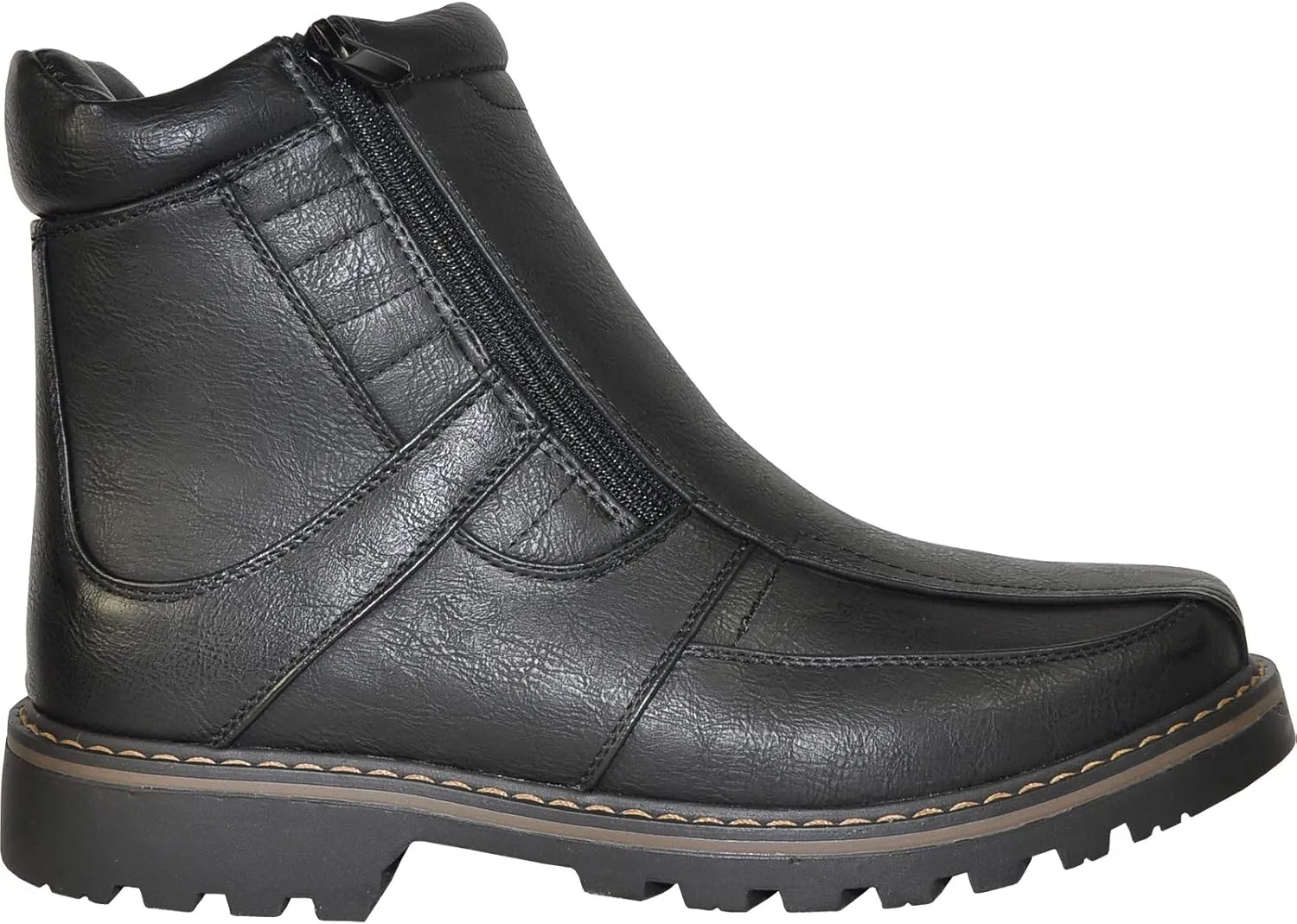 bravo! Men Waterproof Winter Boot DEAN with Fur Lining and Double Zipper Black and Brown Size 7 to 13