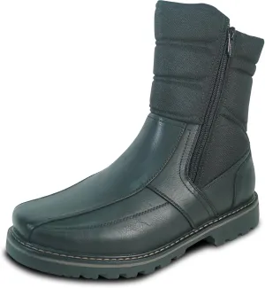bravo! Men Waterproof Winter Boot DEAN with Fur Lining and Double Zipper Black and Brown Size 7 to 13