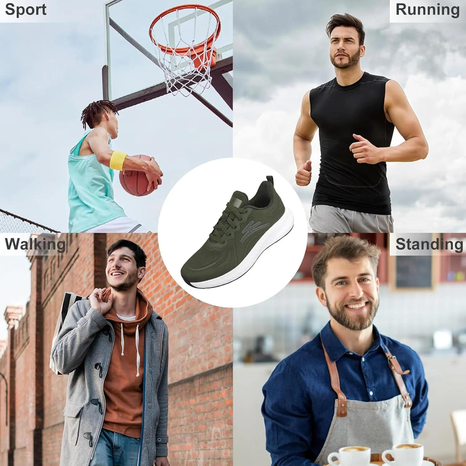 Breathable Running Shoes for Men Anti-Slip Mens Athletic Shoes Lightweight Mens Slip-On Walking Sneakers for Gym Jogging Sports and Workout