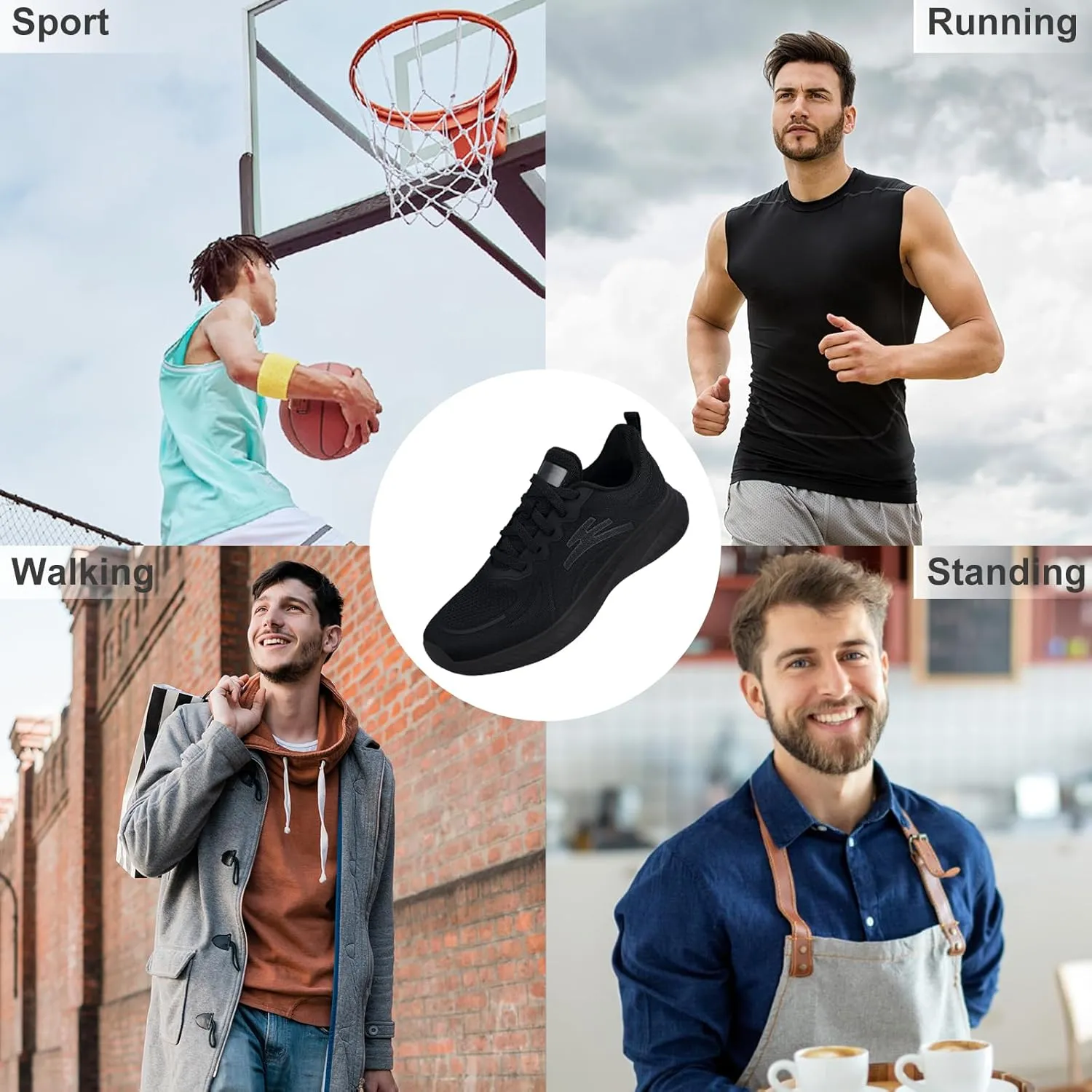 Breathable Running Shoes for Men Anti-Slip Mens Athletic Shoes Lightweight Mens Slip-On Walking Sneakers for Gym Jogging Sports and Workout