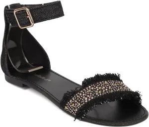 Breckelle's Womens Open Toe Buckle Ankle Strap Gladiator Flat Sandals Shoes
