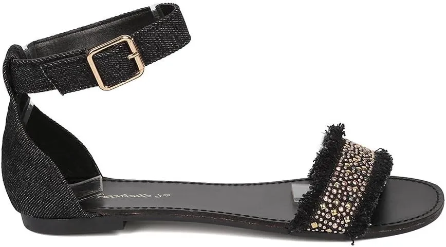 Breckelle's Womens Open Toe Buckle Ankle Strap Gladiator Flat Sandals Shoes