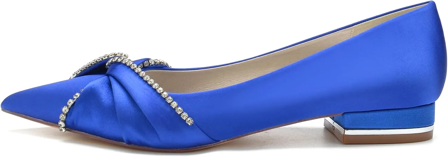Bridal Wedding Shoes Women's Flats I Ballet Flats for Women I Pointed Toe Flats Women Satin Flats I Shoes Women I Slip on Flats 2.5Cm