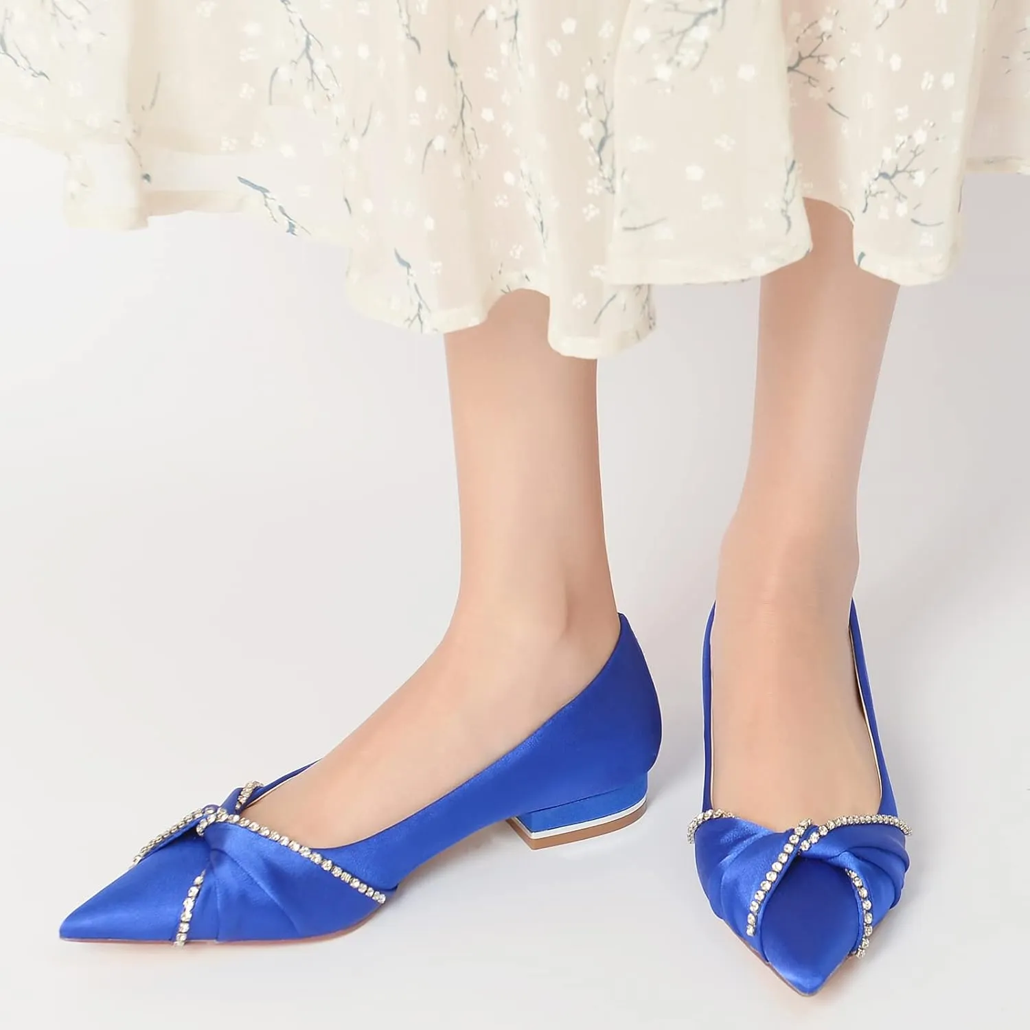 Bridal Wedding Shoes Women's Flats I Ballet Flats for Women I Pointed Toe Flats Women Satin Flats I Shoes Women I Slip on Flats 2.5Cm