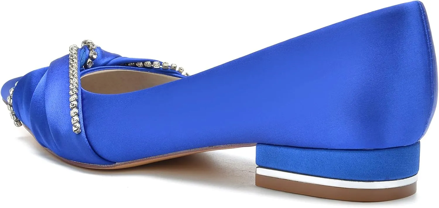 Bridal Wedding Shoes Women's Flats I Ballet Flats for Women I Pointed Toe Flats Women Satin Flats I Shoes Women I Slip on Flats 2.5Cm