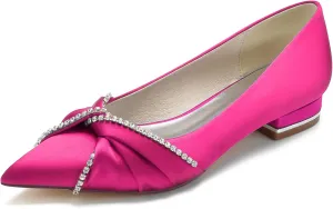 Bridal Wedding Shoes Women's Flats I Ballet Flats for Women I Pointed Toe Flats Women Satin Flats I Shoes Women I Slip on Flats 2.5Cm