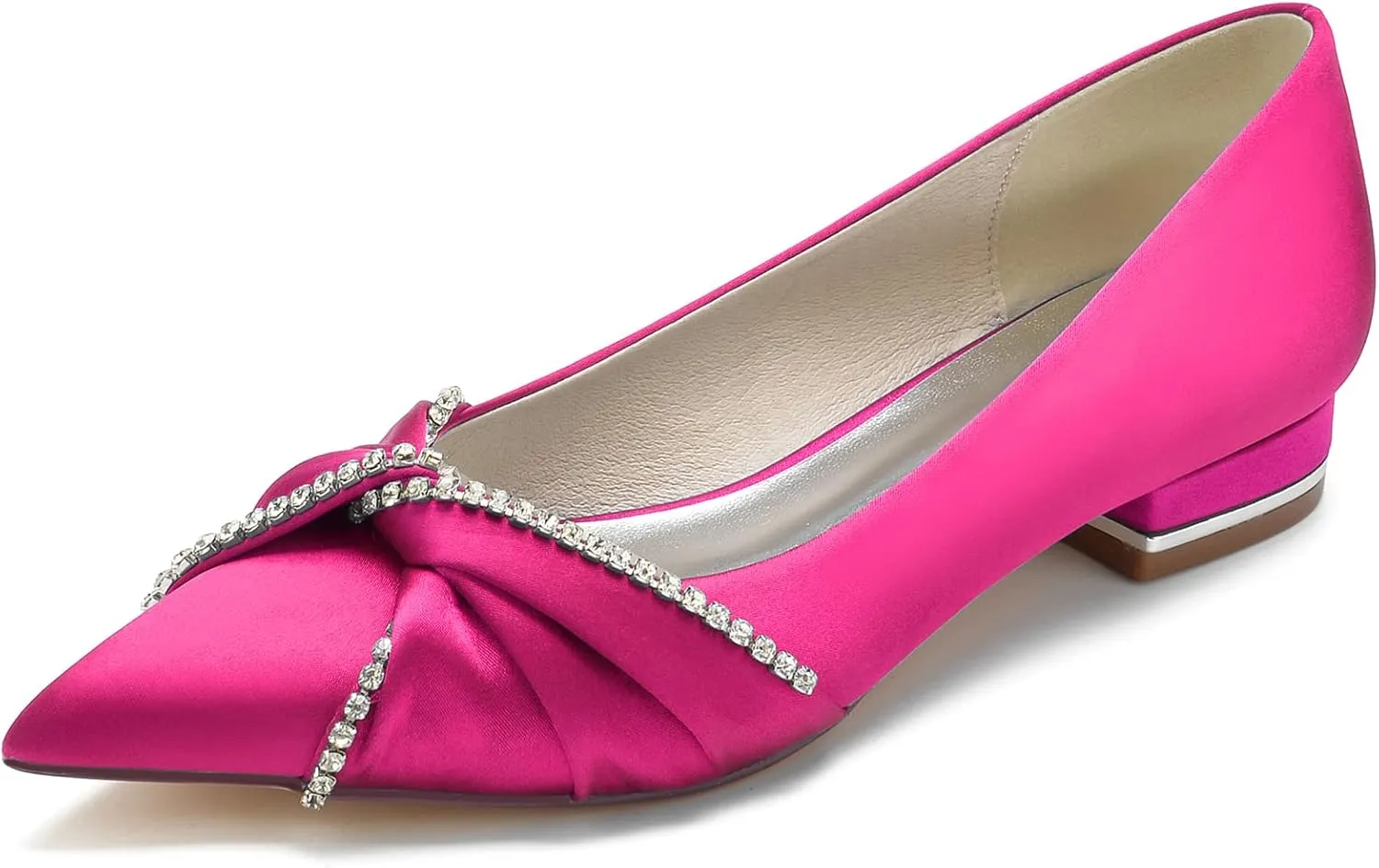 Bridal Wedding Shoes Women's Flats I Ballet Flats for Women I Pointed Toe Flats Women Satin Flats I Shoes Women I Slip on Flats 2.5Cm