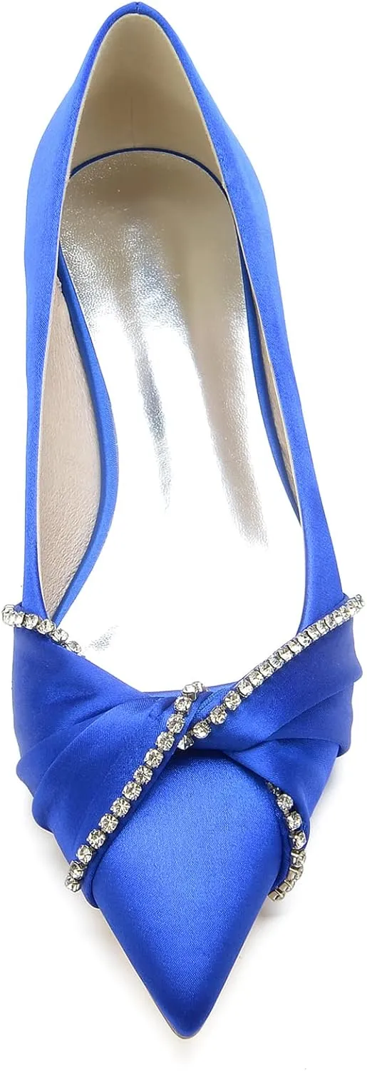 Bridal Wedding Shoes Women's Flats I Ballet Flats for Women I Pointed Toe Flats Women Satin Flats I Shoes Women I Slip on Flats 2.5Cm