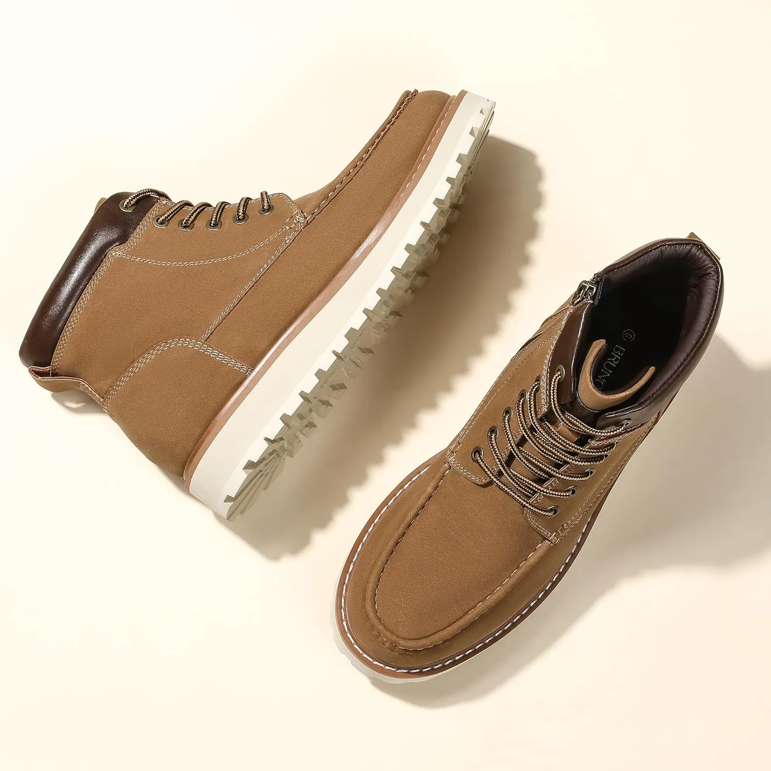 Bruno Marc Men's Moc Toe Boot Fashion Comfort Casual Wedge Boots