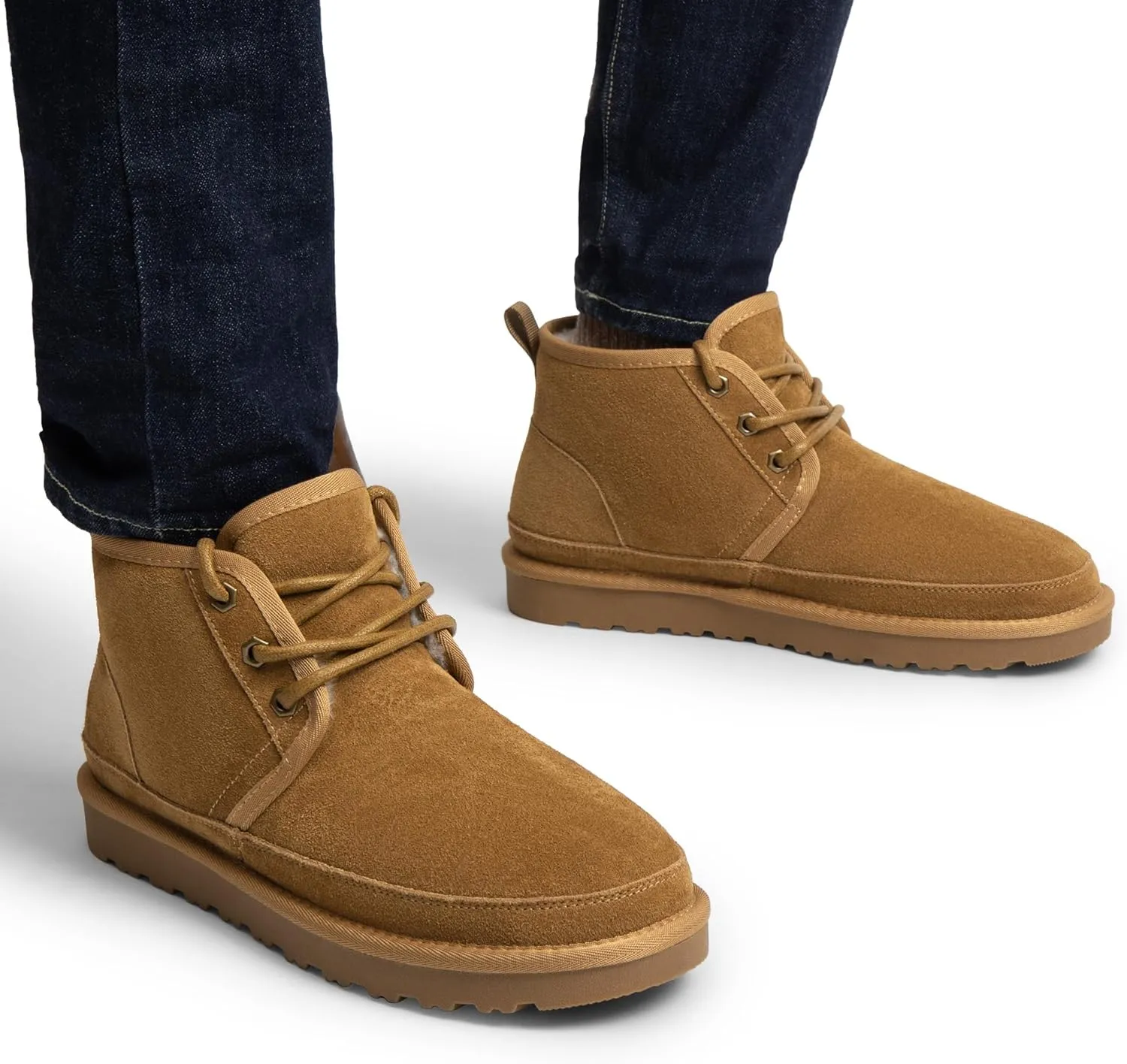 Bruno Marc Men's Winter Snow Boots FuzzyGo Cozy Suede Leather Cold Weather Warm Outdoor Casual Ankle Boots