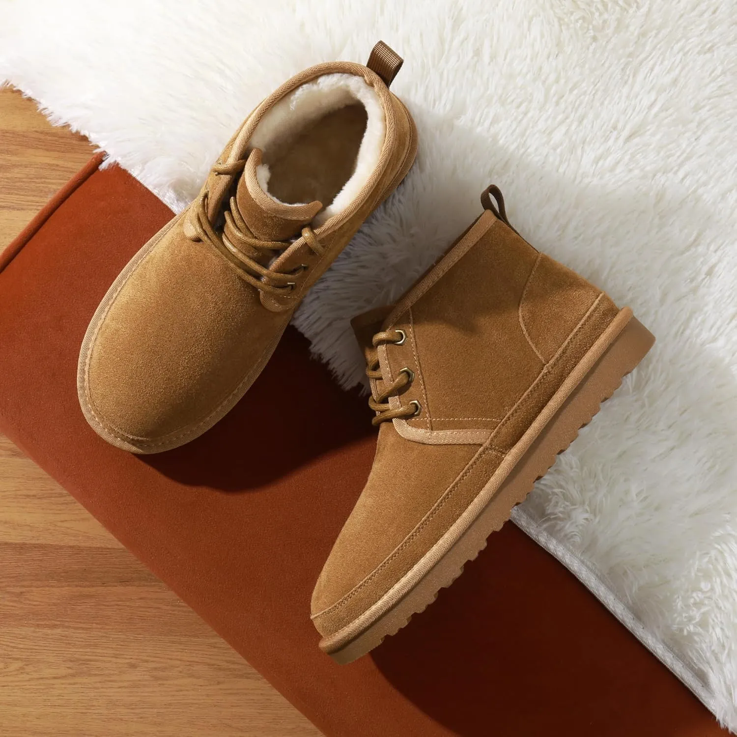 Bruno Marc Men's Winter Snow Boots FuzzyGo Cozy Suede Leather Cold Weather Warm Outdoor Casual Ankle Boots