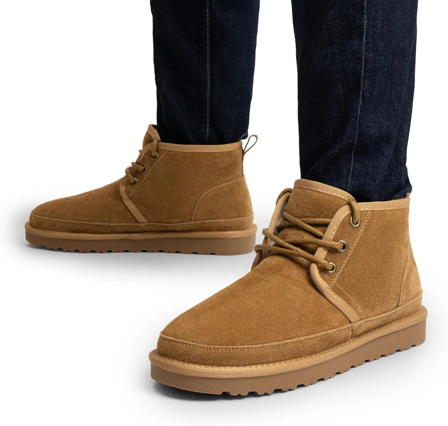 Bruno Marc Men's Winter Snow Boots FuzzyGo Cozy Suede Leather Cold Weather Warm Outdoor Casual Ankle Boots