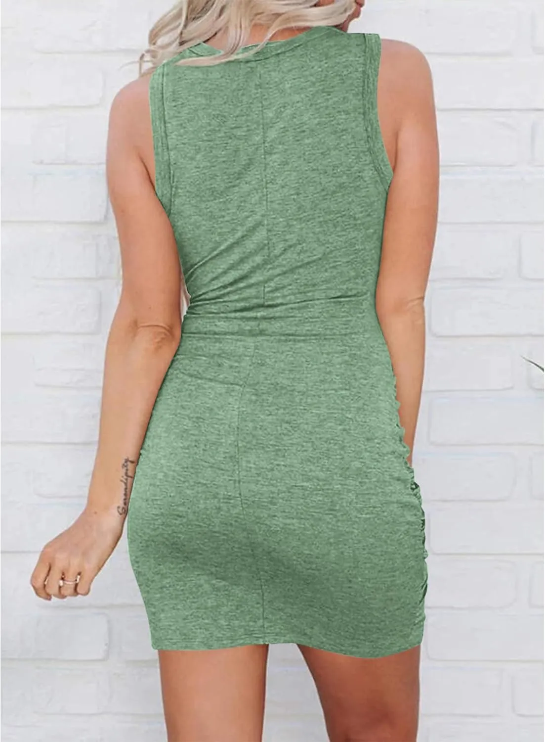 BTFBM Women 2025 Summer Sleeveless Casual Crewneck Bodycon Tank Dress Cutout Twist Slim Wrap Club Party Evening Dresses