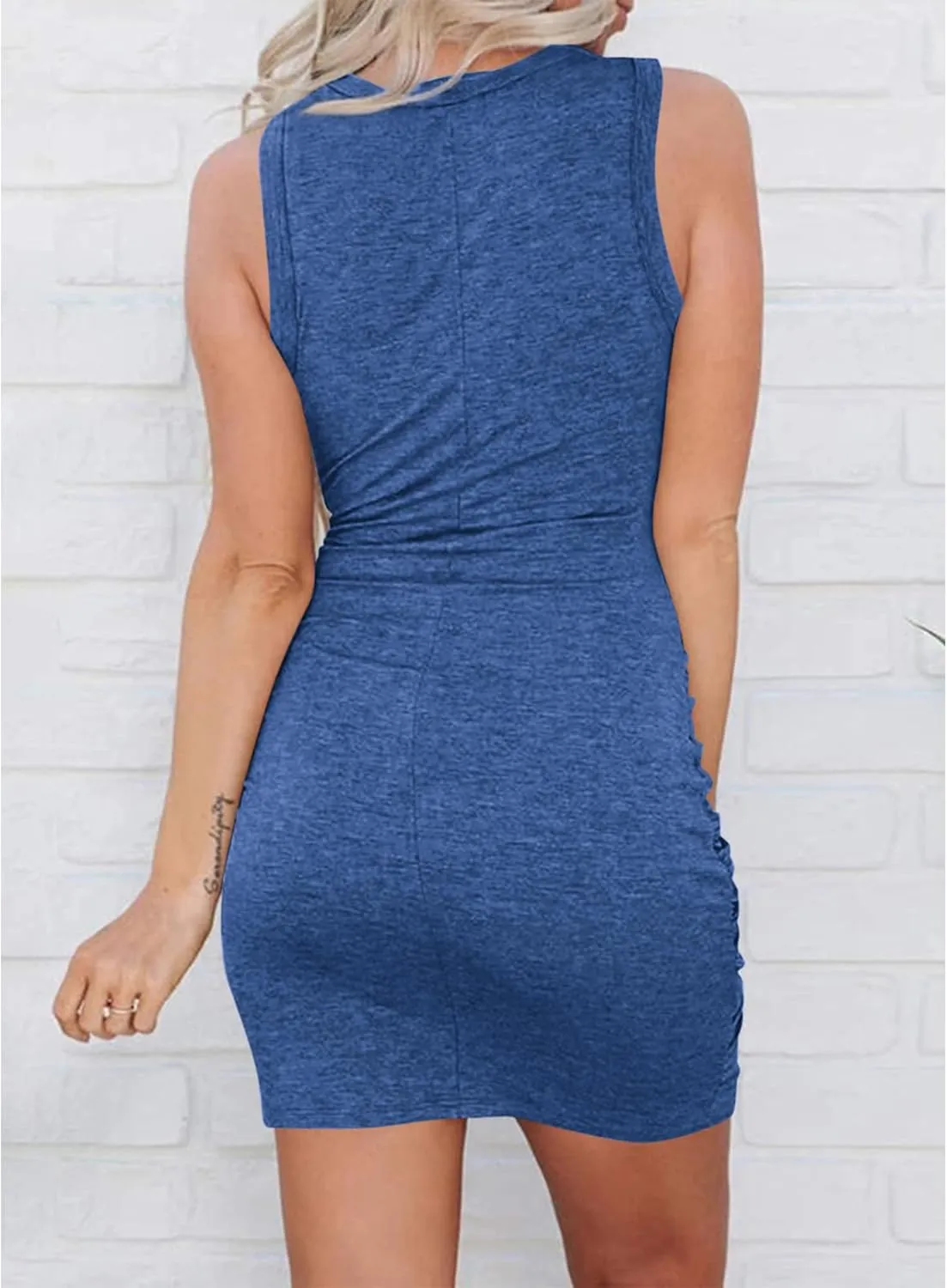 BTFBM Women 2025 Summer Sleeveless Casual Crewneck Bodycon Tank Dress Cutout Twist Slim Wrap Club Party Evening Dresses