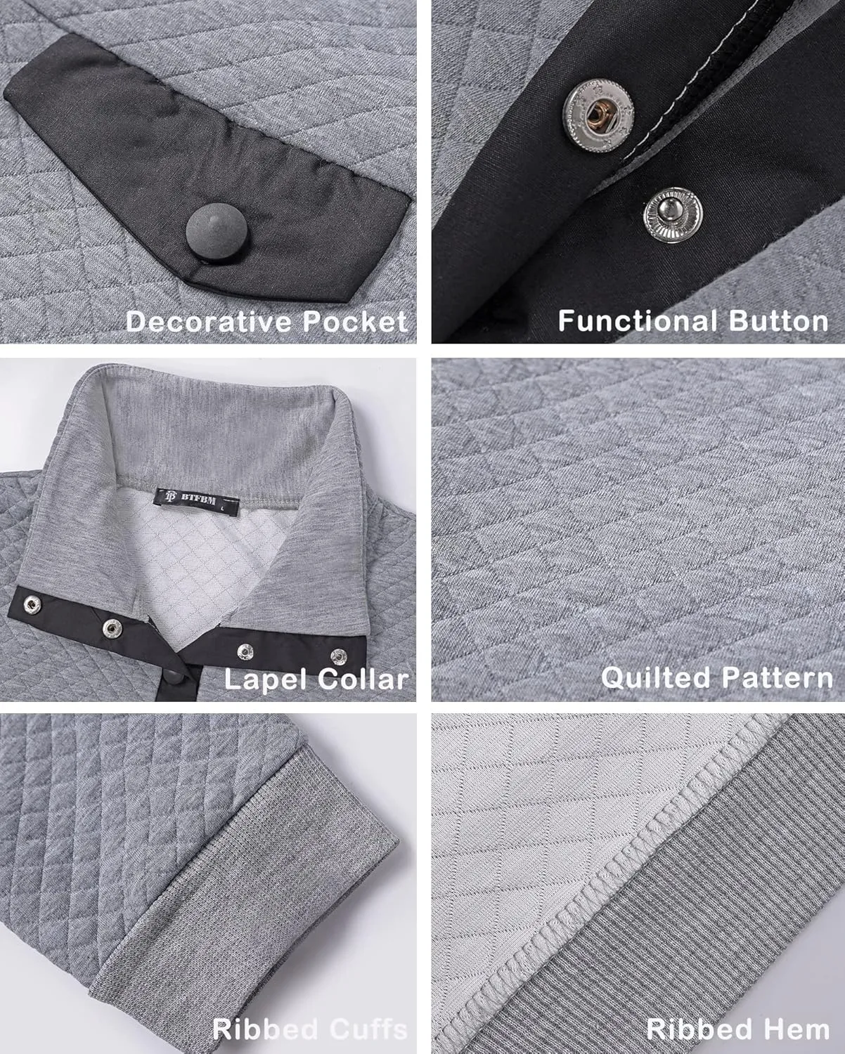 BTFBM Women Fashion Quilted Pattern Lightweight Zipper Long Sleeve Plain Casual Ladies Sweatshirts Pullovers Shirts Tops