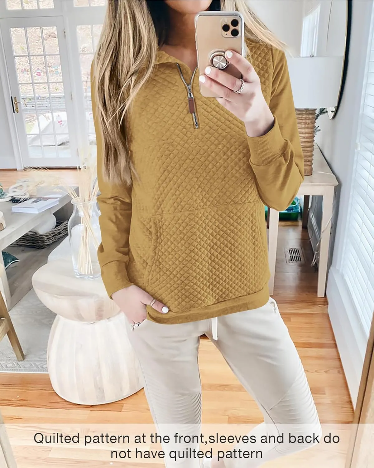BTFBM Women Fashion Quilted Pattern Lightweight Zipper Long Sleeve Plain Casual Ladies Sweatshirts Pullovers Shirts Tops